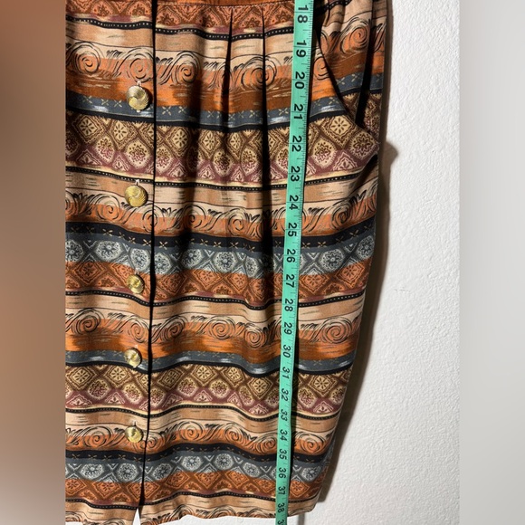 Vintage Positive Attitude Brown and Tan Midi Dress Size 12 - Picture 6 of 13